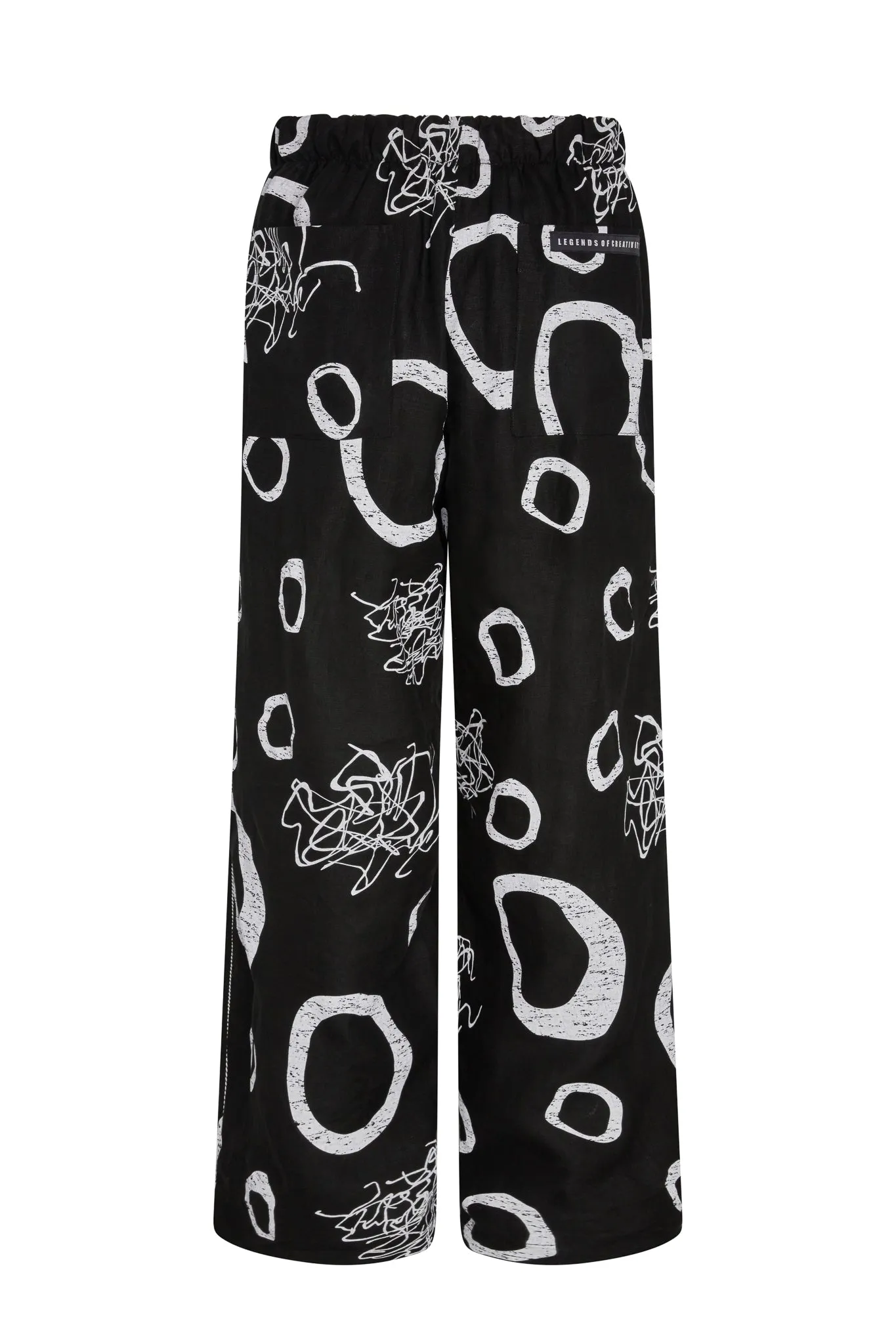 Bowie Abstract Print Linen Baggy Pants