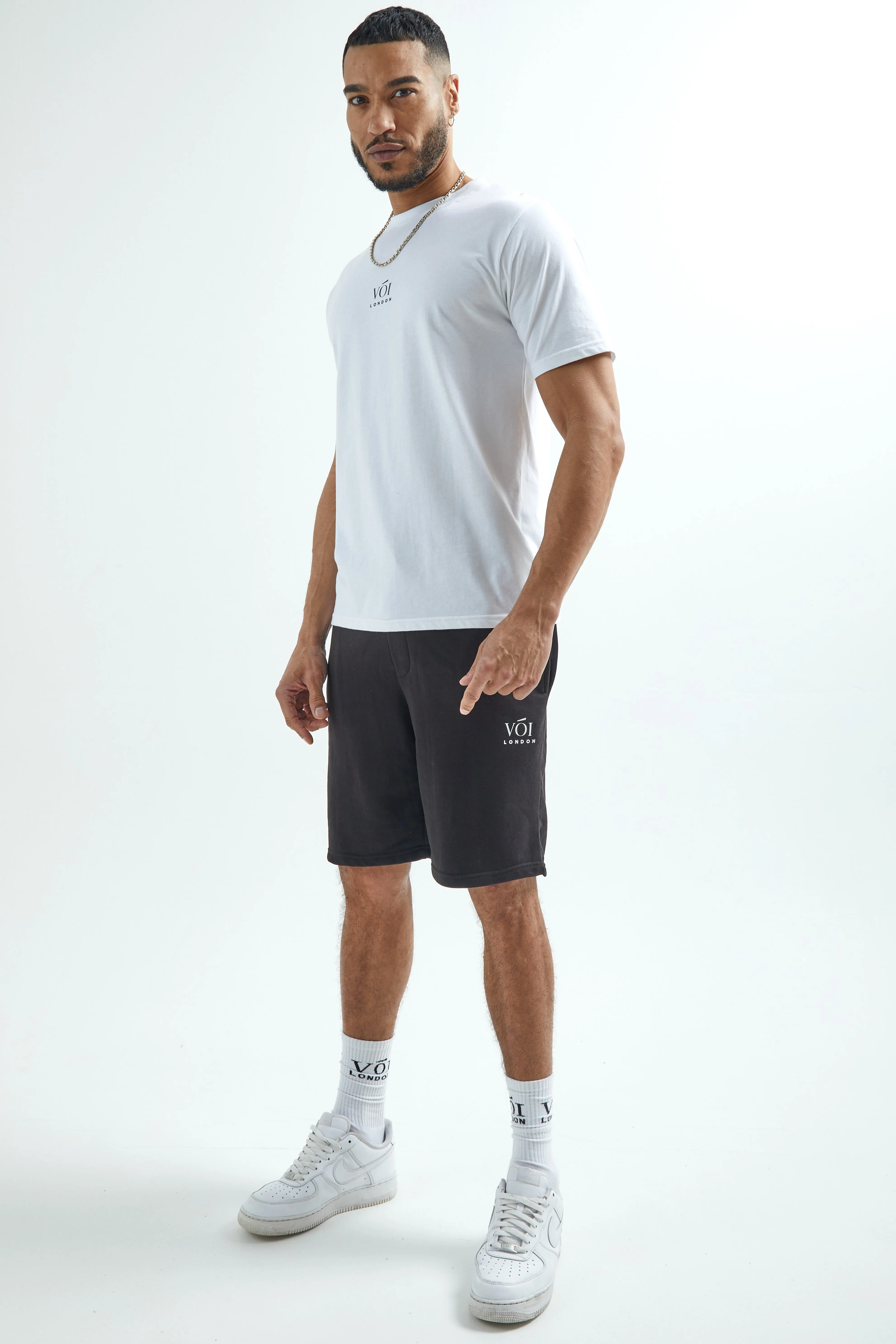 Broadwick T-Shirt & Shorts Set - White/Black