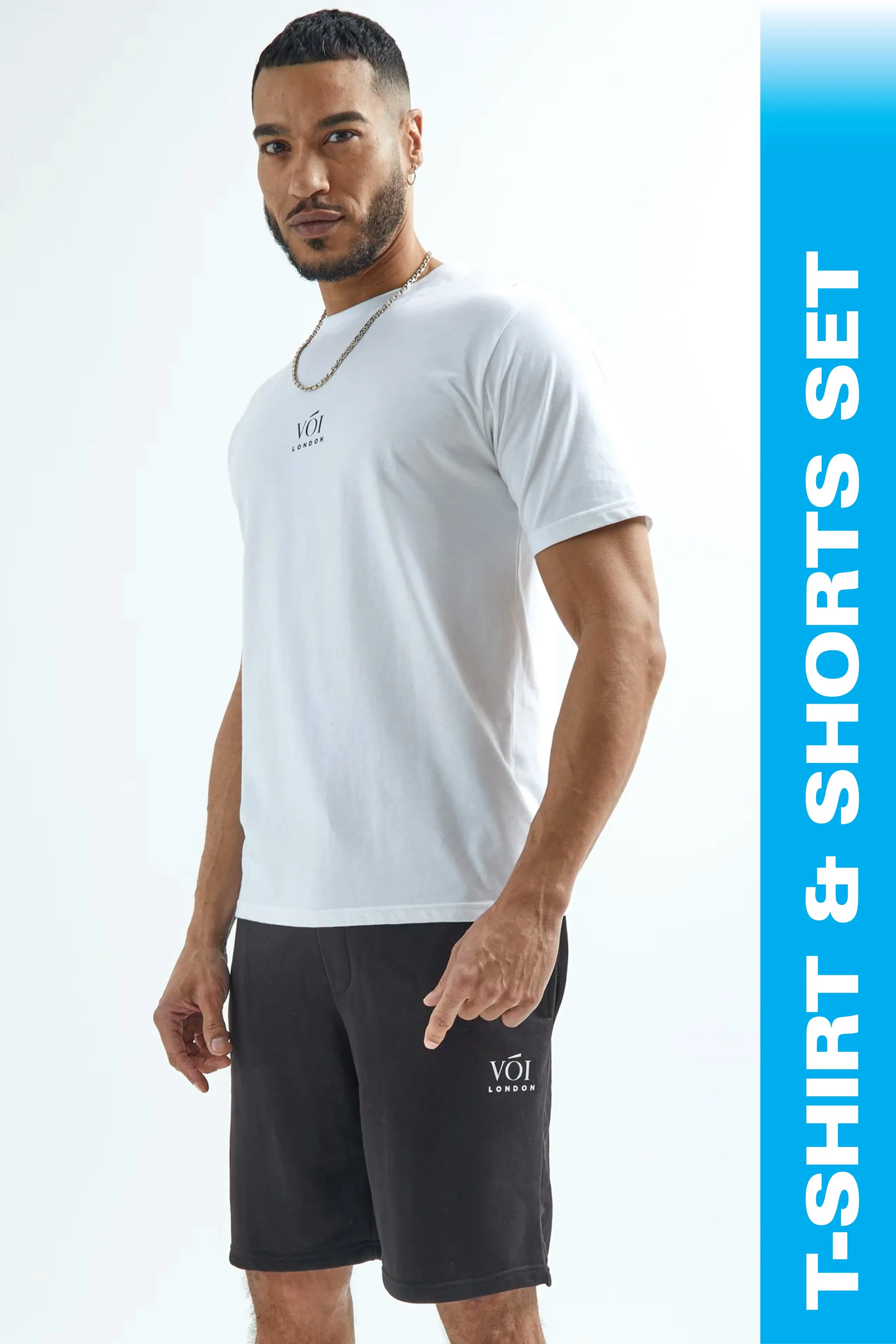 Broadwick T-Shirt & Shorts Set - White/Black