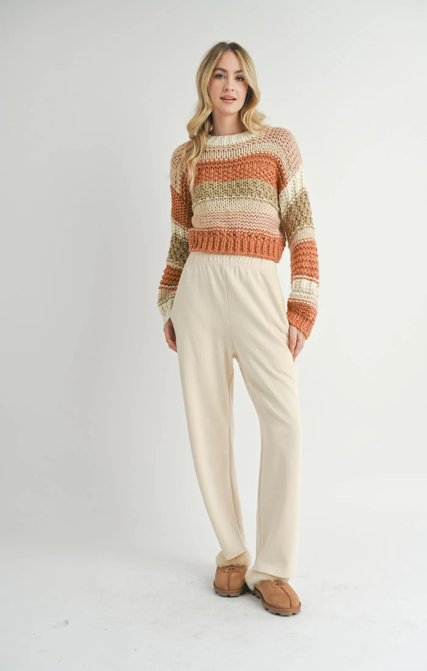 Butter Pecan Chunky Sweater - Brick Multi