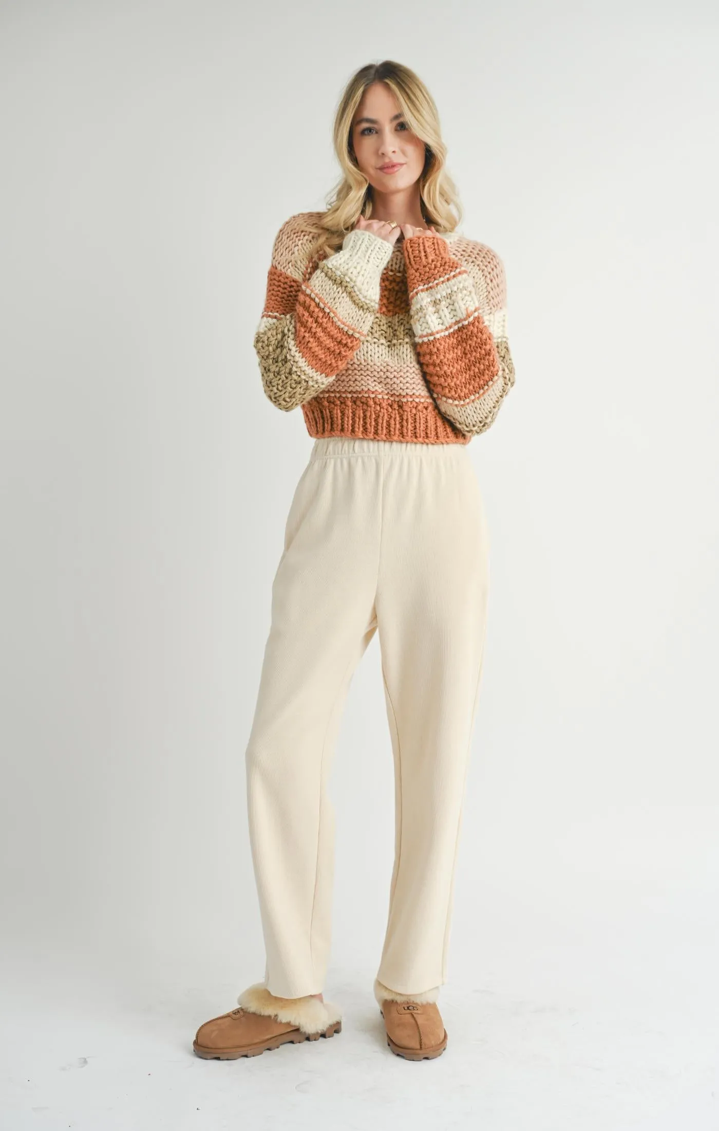 Butter Pecan Chunky Sweater - Brick Multi