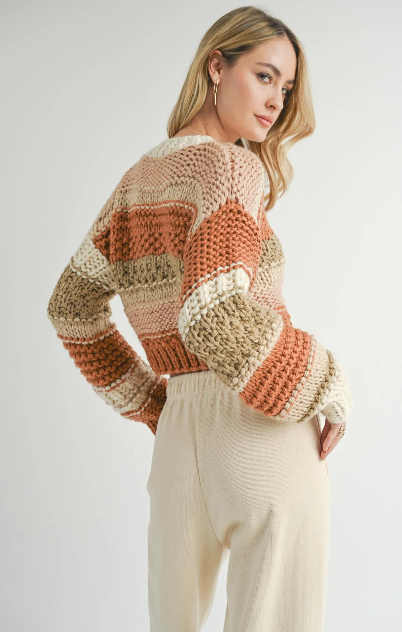 Butter Pecan Chunky Sweater - Brick Multi