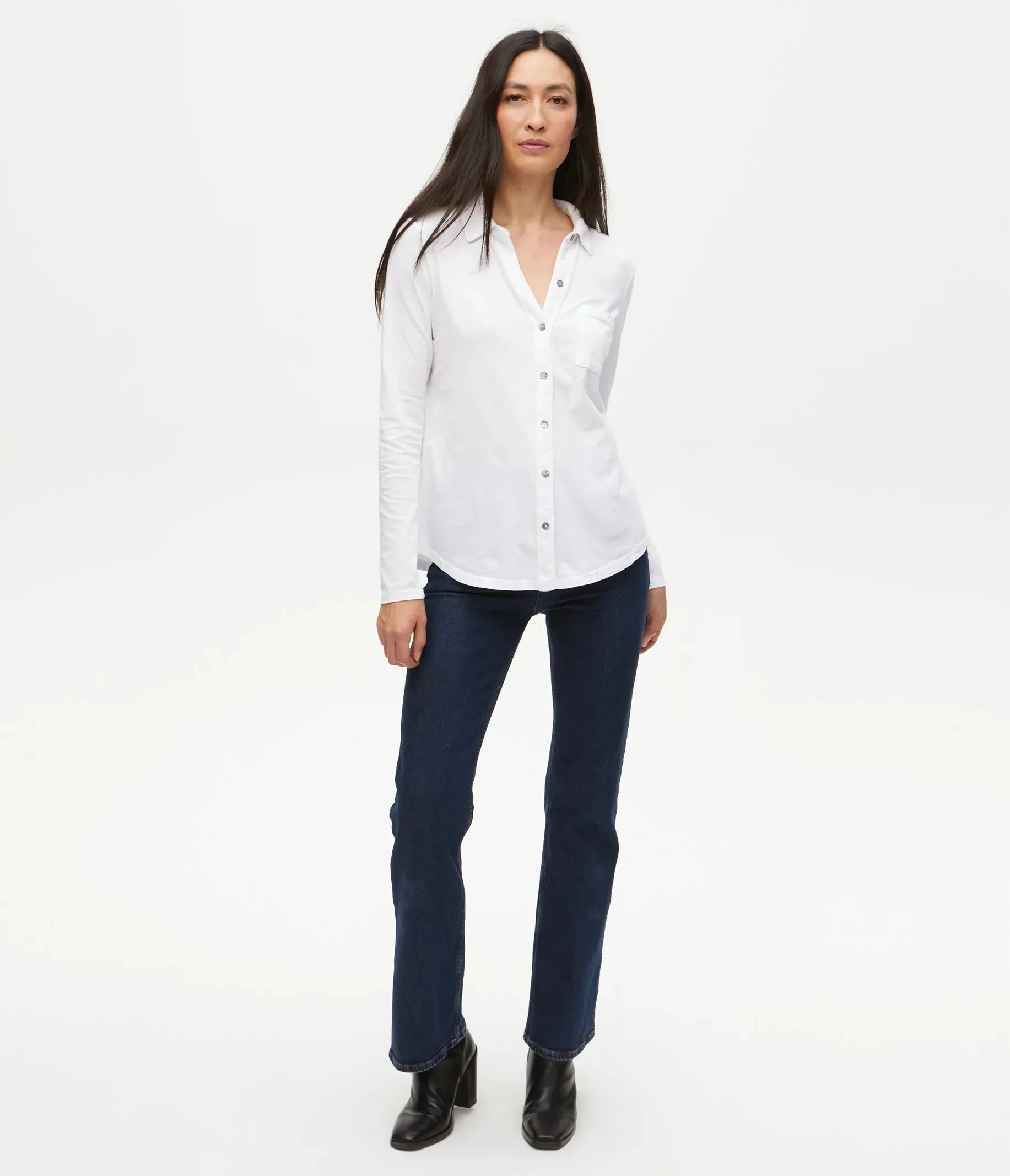 Caroline Button Down Tee - White