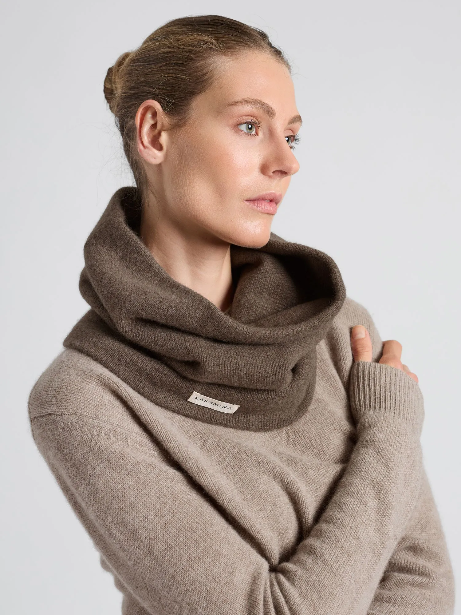 Cashmere snood "Eydis" - Dark toast