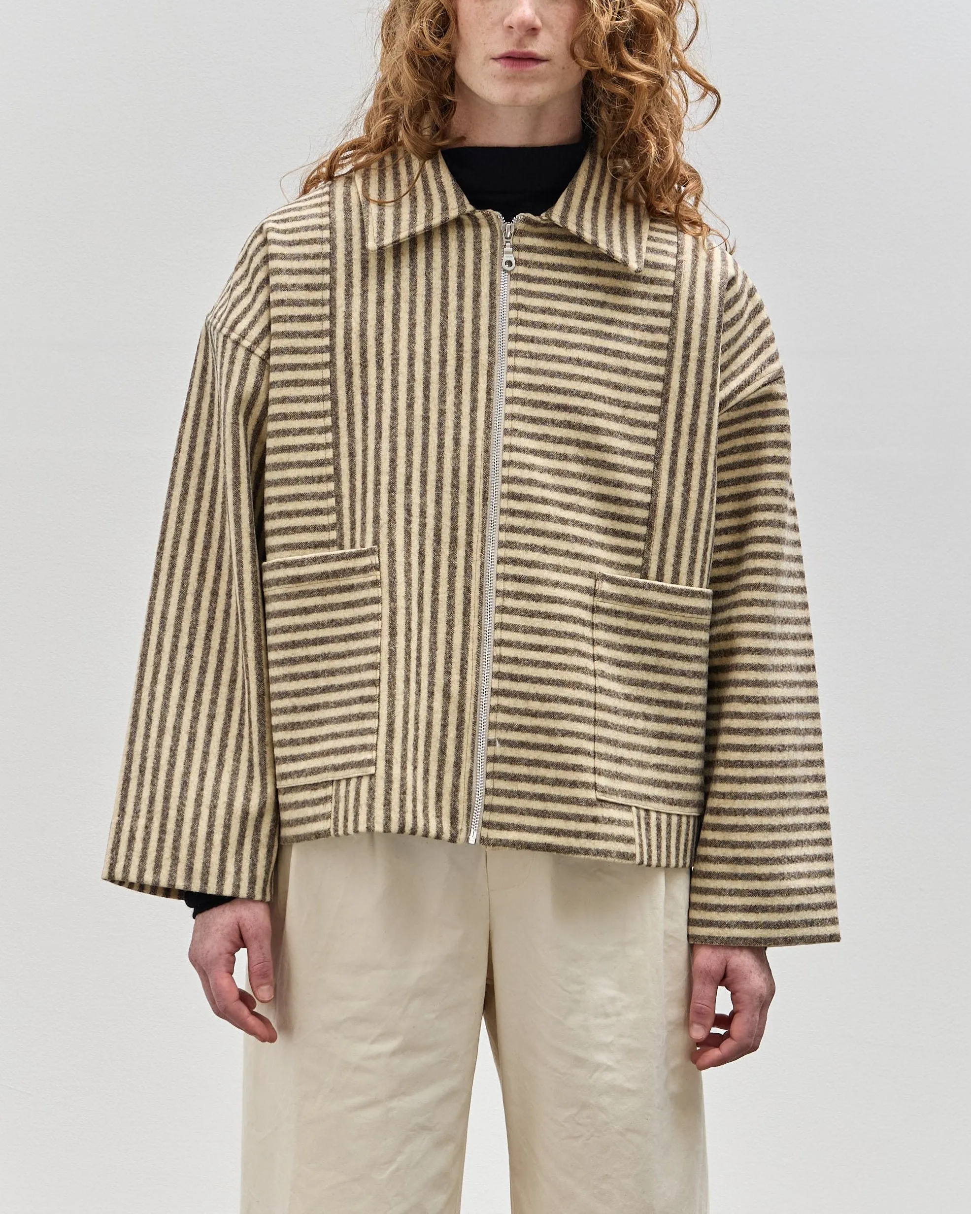 Cawley Striped Anya Jacket, Ecru/Brown