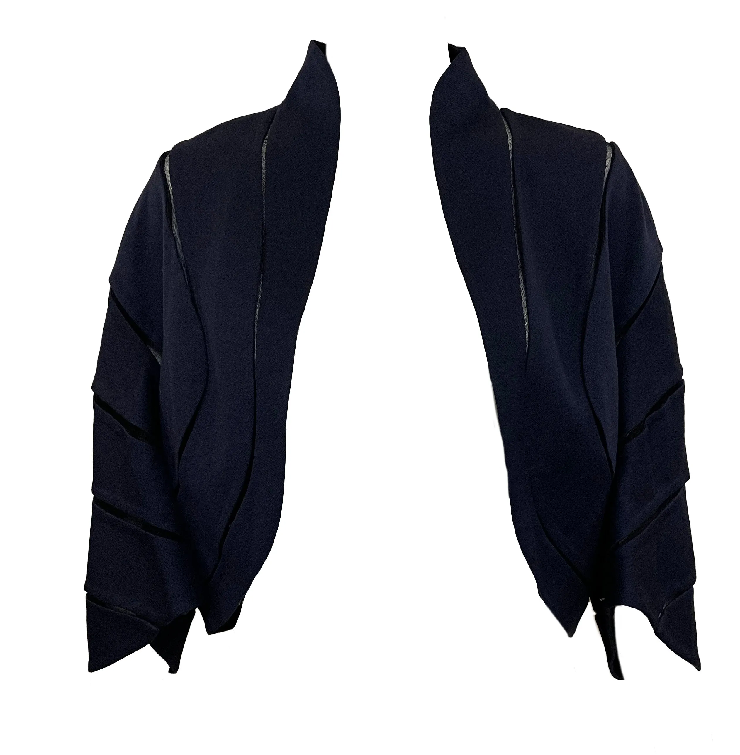 Chado Ralph Rucci Blue Wool Cropped Bolero Jacket