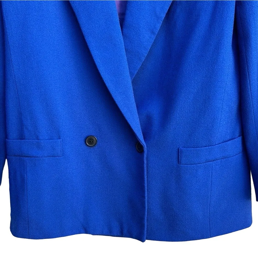 Christian Dior The Suit Vintage Women's Royal Blue Wool Double Breasted Blazer