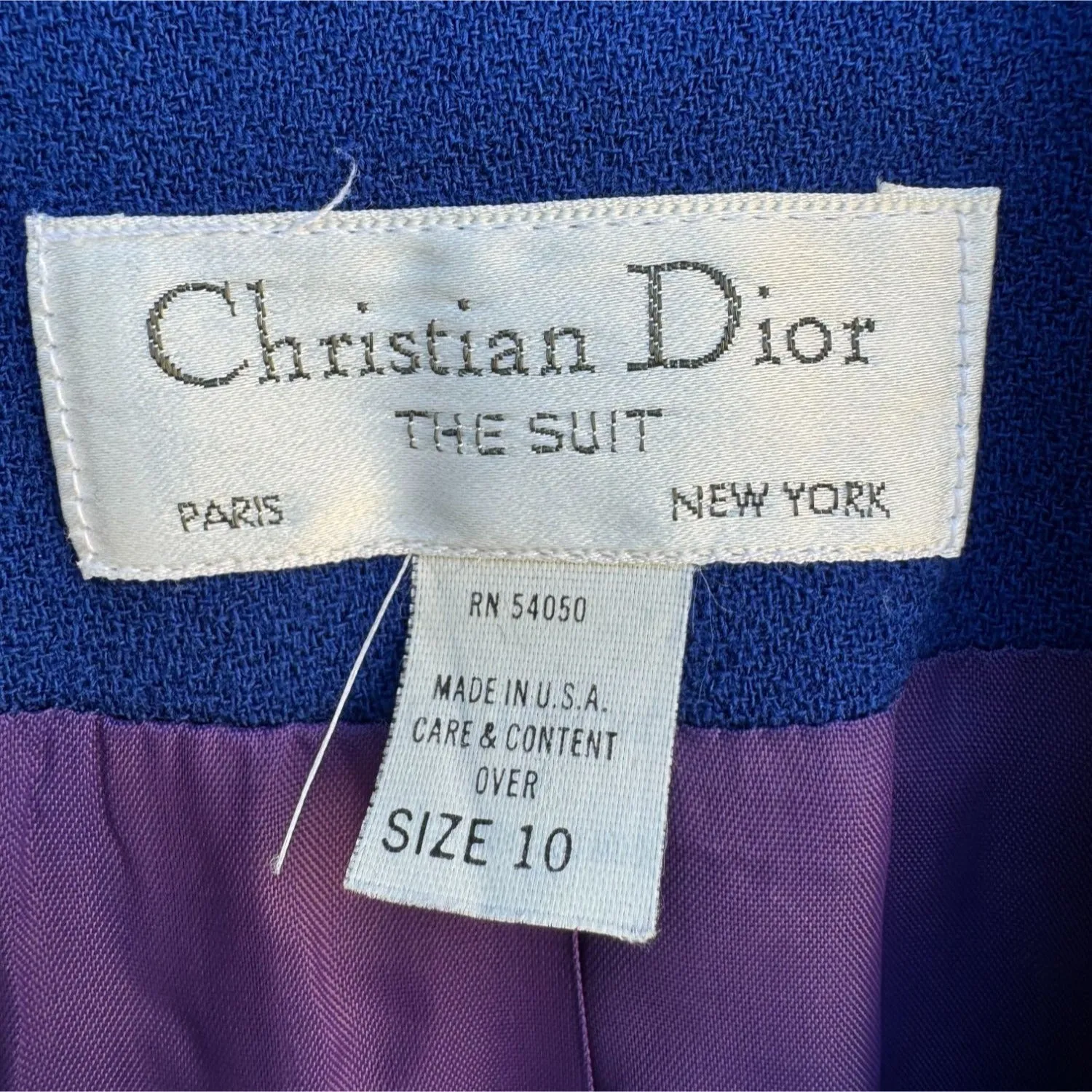 Christian Dior The Suit Vintage Women's Royal Blue Wool Double Breasted Blazer