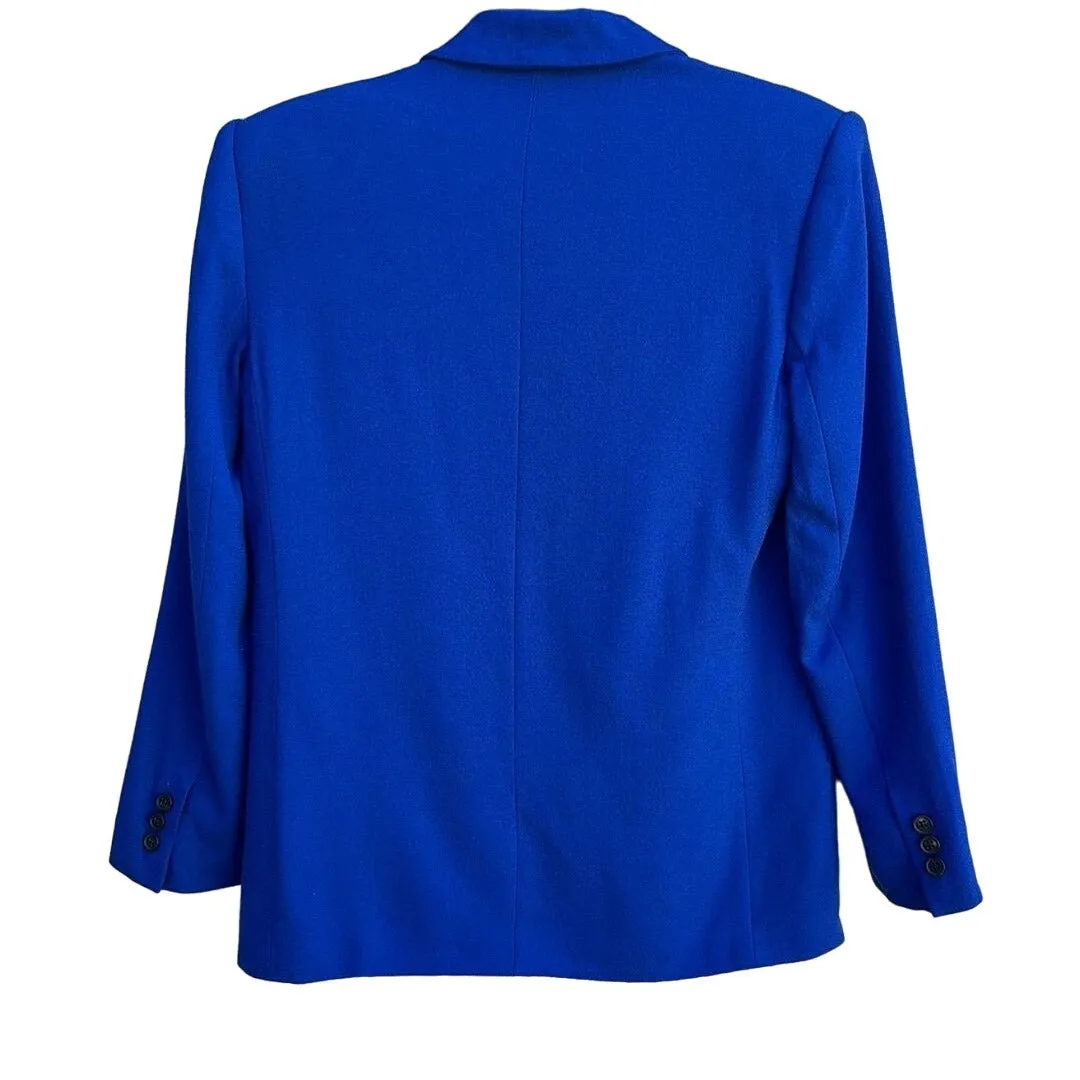 Christian Dior The Suit Vintage Women's Royal Blue Wool Double Breasted Blazer