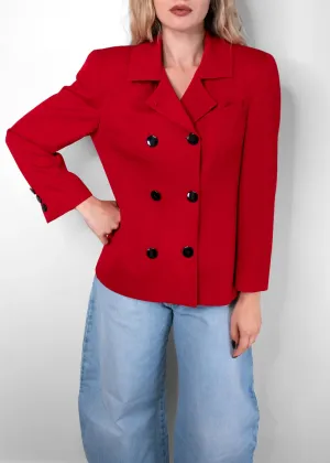 Christian Dior Vintage Red Double-breasted Wool Blazer