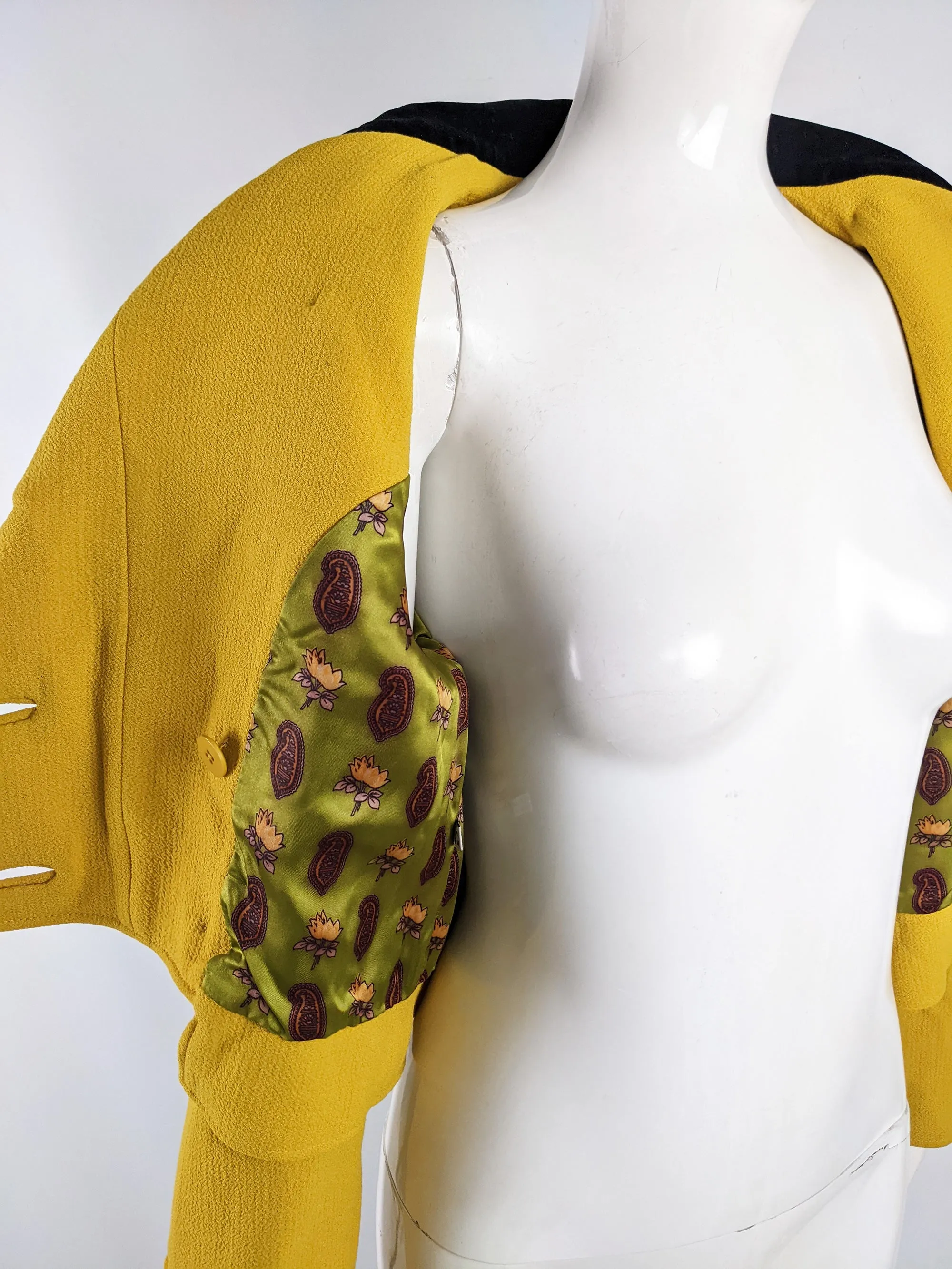 Christian Lacroix Vintage Yellow Cropped Jacket, 1980s