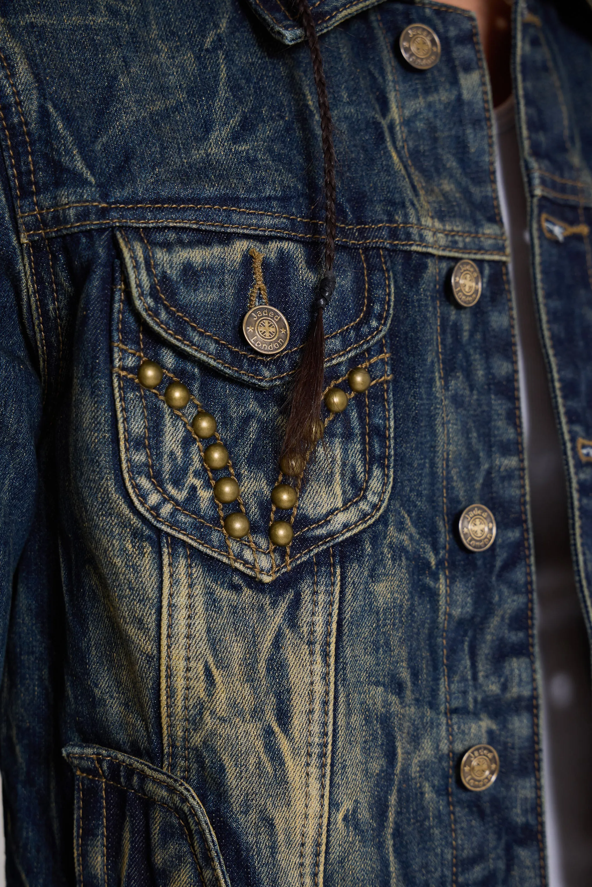 Creased Wash Stud Denim Jacket