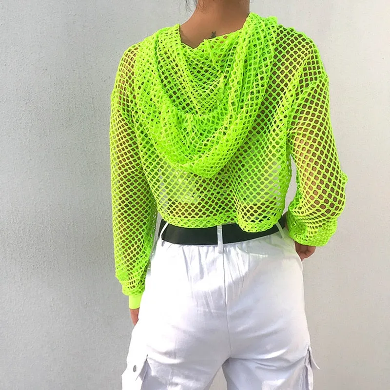 Crop Fishnet Hoodie