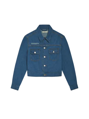 Cropped Hemp Denim Jacket—mid wash