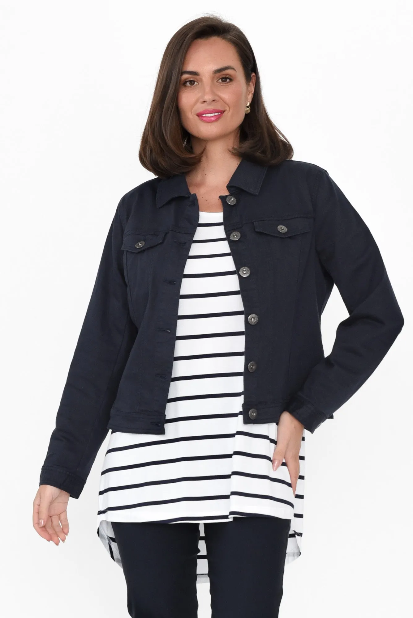 Danielle Navy Stretch Jean Jacket