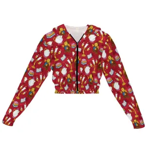 Disney Beauty And The Beast Belle's Friends Women's Cropped Zipper Jacket