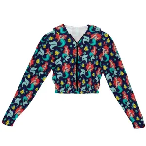 Disney Little Mermaid I Want To Be Where The People Are Women's Cropped Zipper Jacket