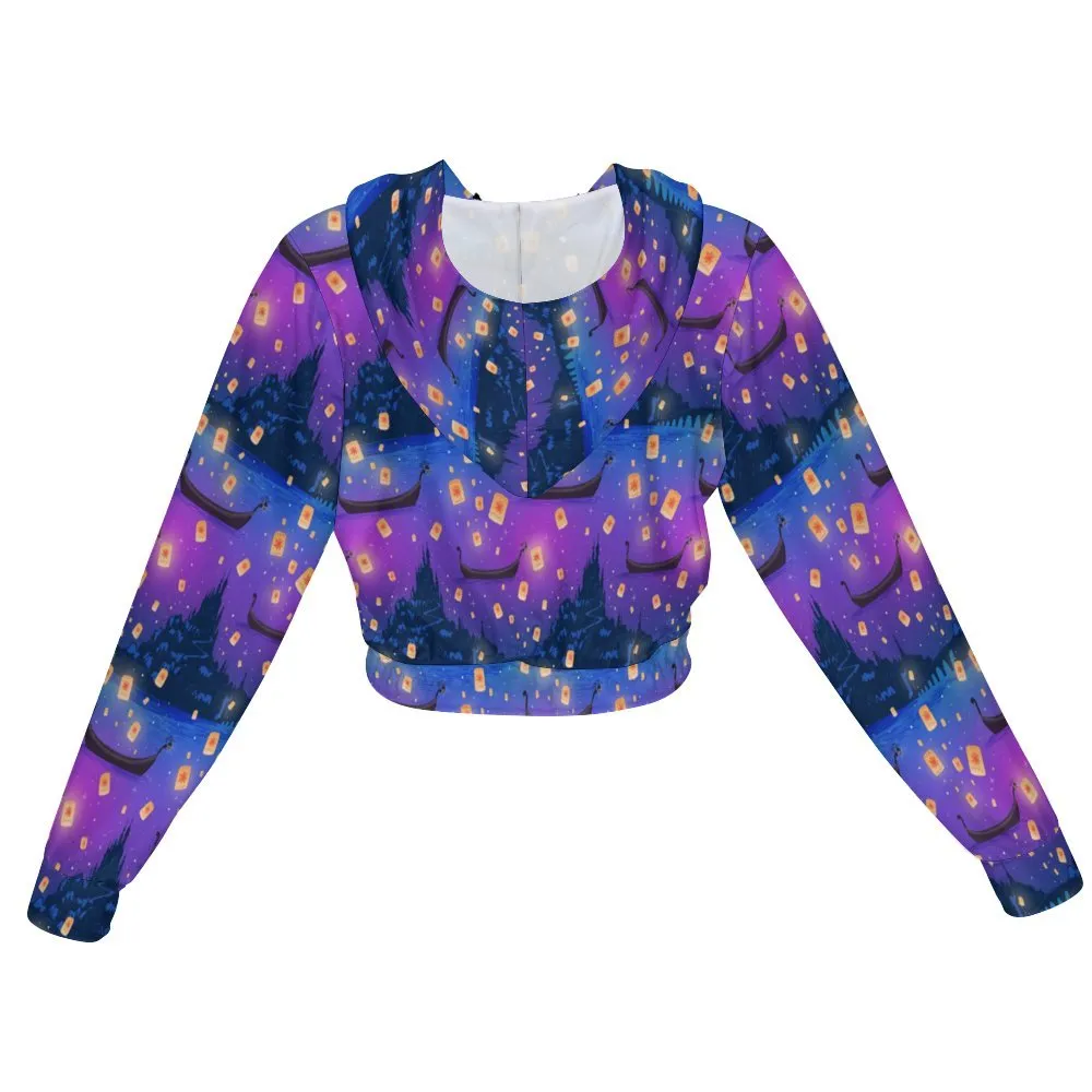 Disney Tangled Rapunzel Floating Lanterns Women's Cropped Zipper Jacket