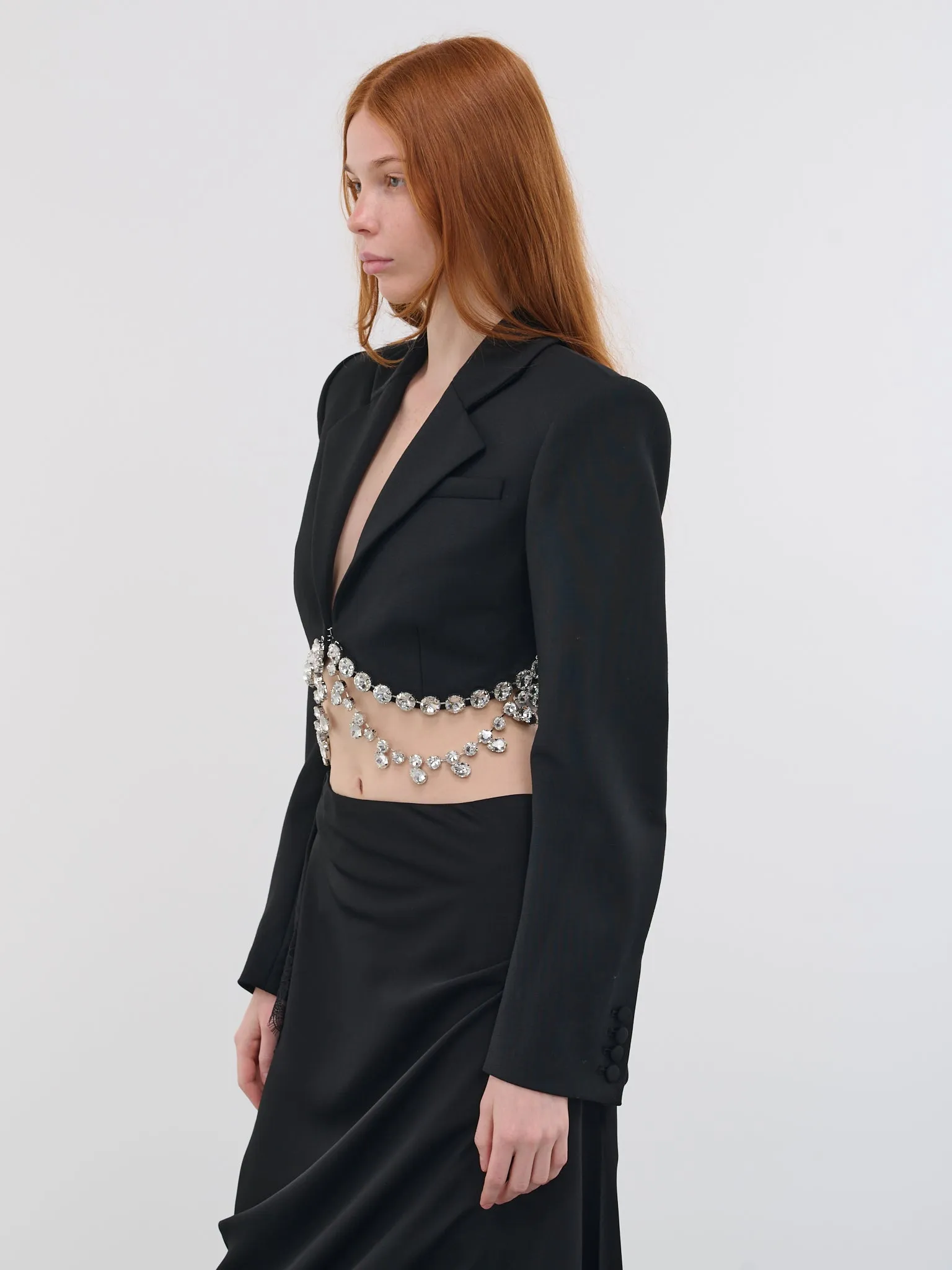 Draped Crystal Blazer (2302J58171-BLACK)