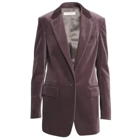 Dries Van Noten Mauve One-Button Classic Velvet Blazer