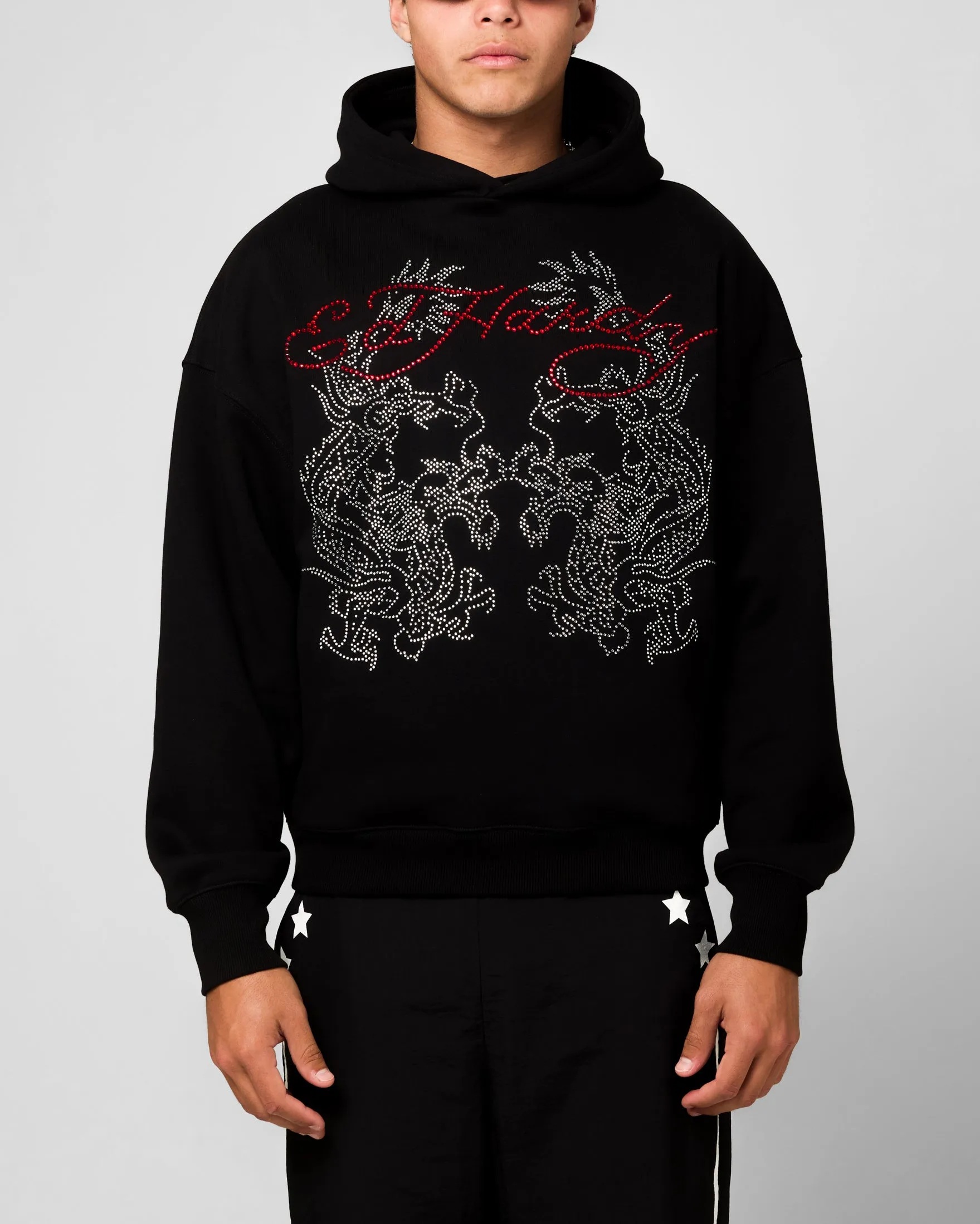 Ed Hardy Rhinestone Dragon Hoodie Black