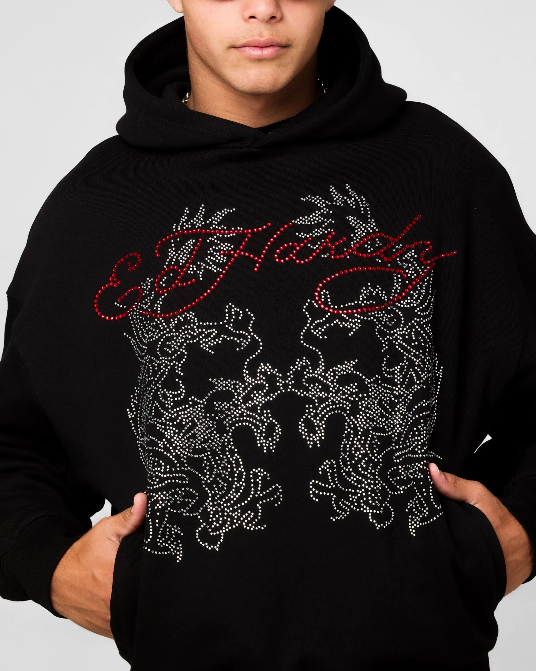 Ed Hardy Rhinestone Dragon Hoodie Black