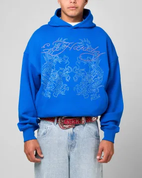 Ed Hardy Rhinestone Dragon Hoodie Blue