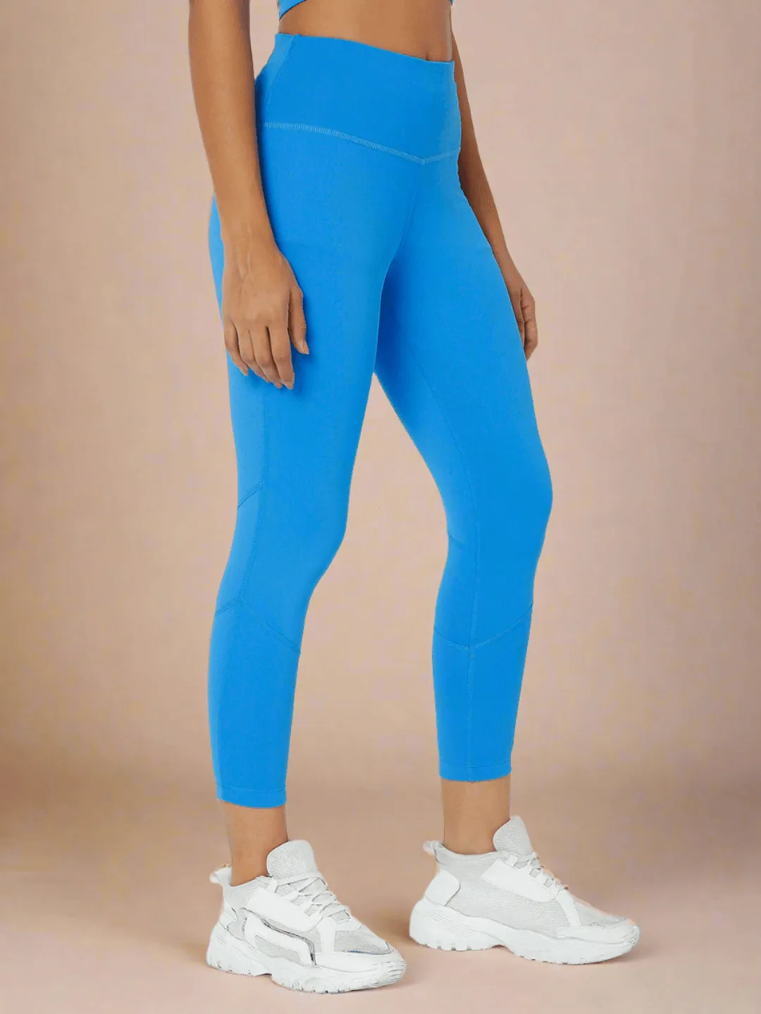 Electric Blue Cross back Crop Top & 7/8 Leggings