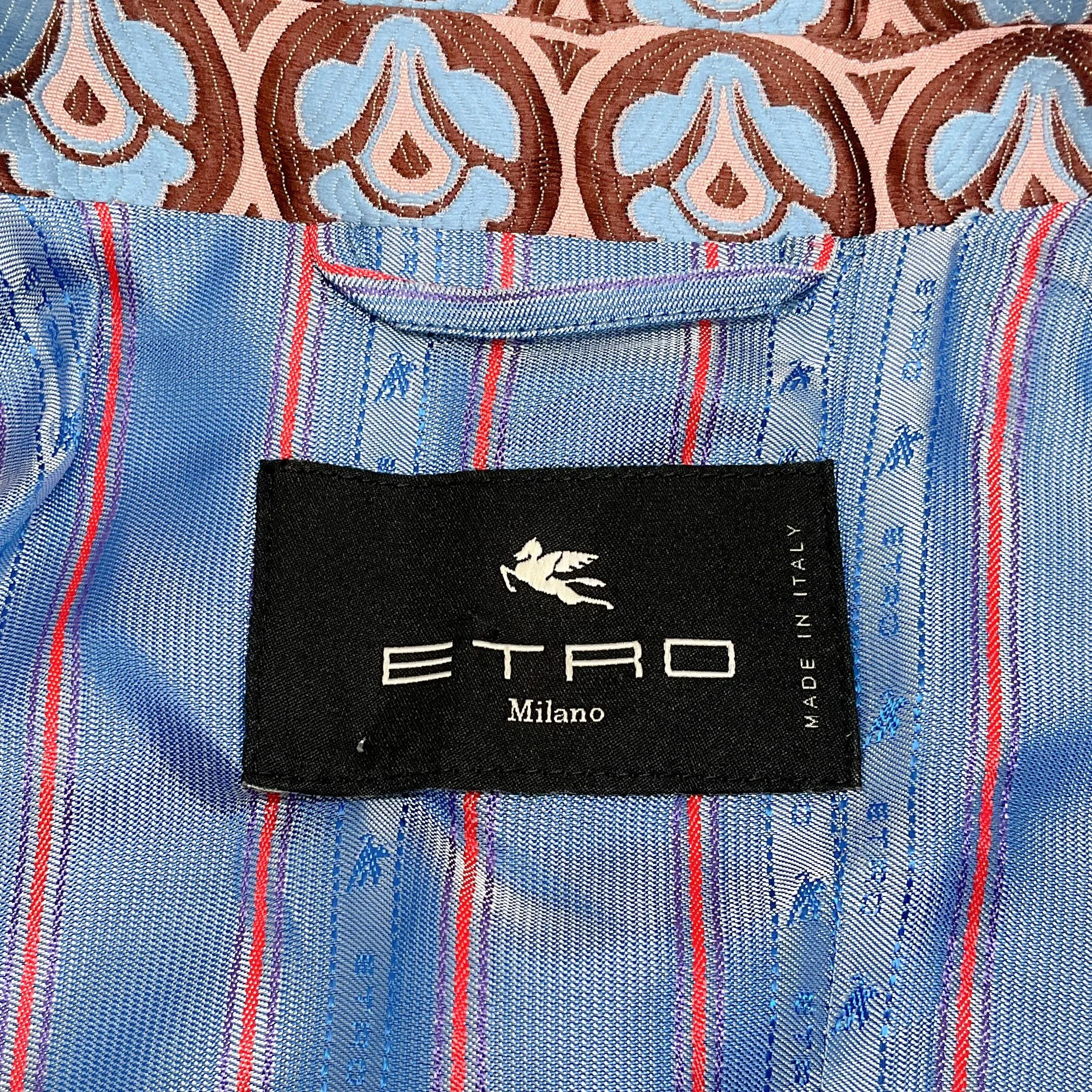 Etro Brown / Blue Abstract Floral Jacquard Blazer