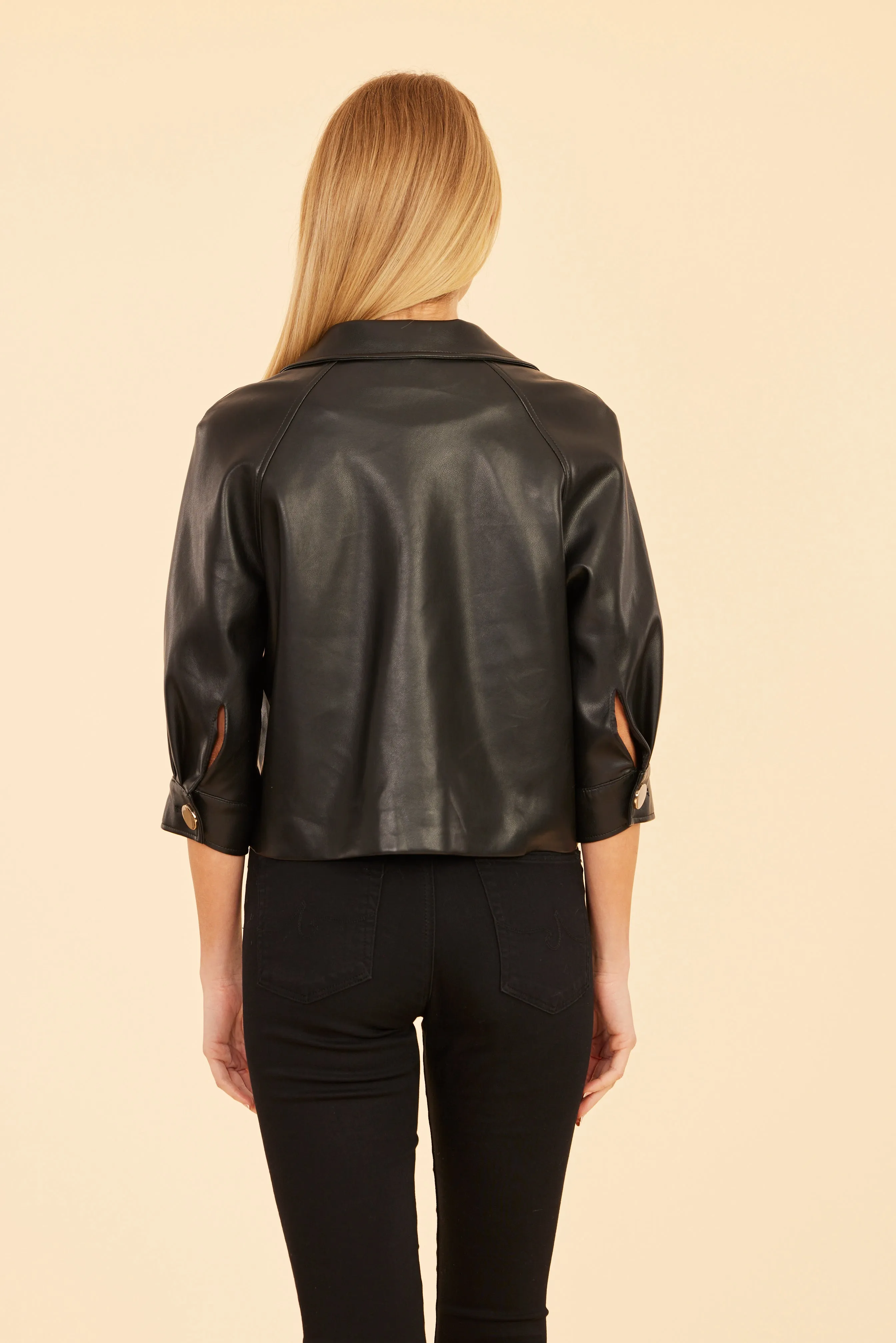 Faux Leather Cropped Jacket