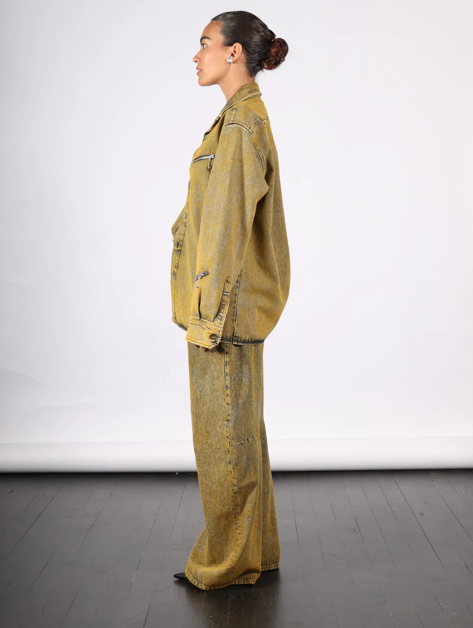 Five Pocket Pants in Yellow Wash by MM6 Maison Margiela