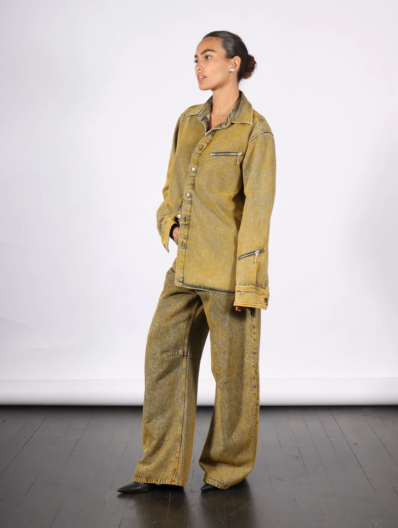 Five Pocket Pants in Yellow Wash by MM6 Maison Margiela