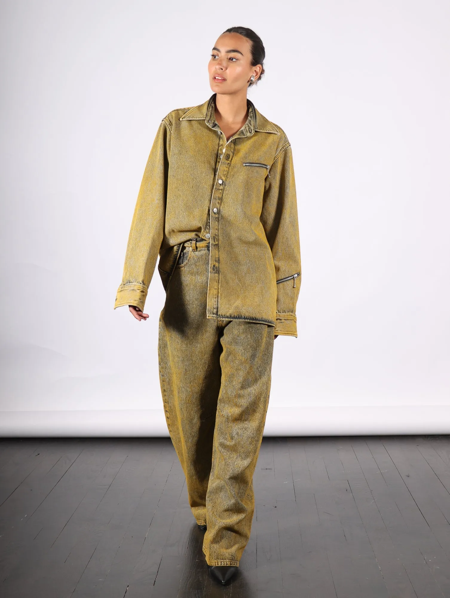 Five Pocket Pants in Yellow Wash by MM6 Maison Margiela