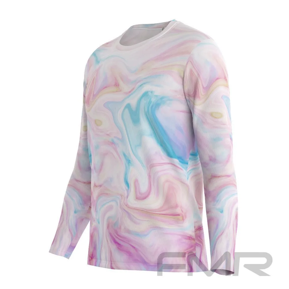 FMR Men's Marble Print Long Sleeve Running Shirt