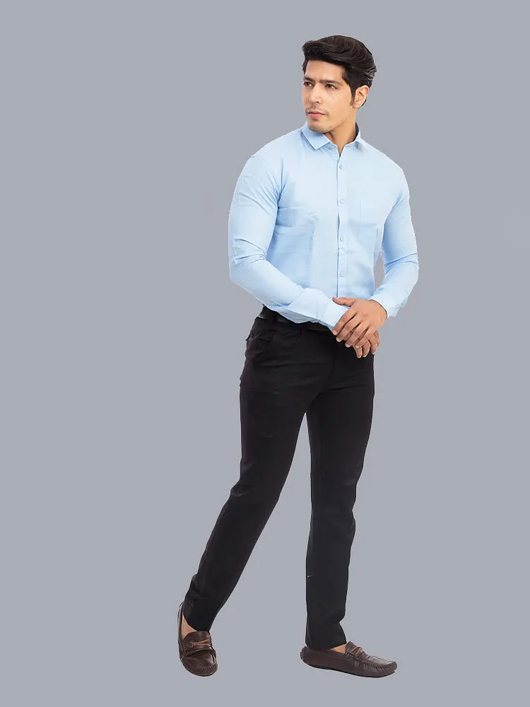 Formal Shirts - Sky Blue Solid Giza Cotton Formal Shirt