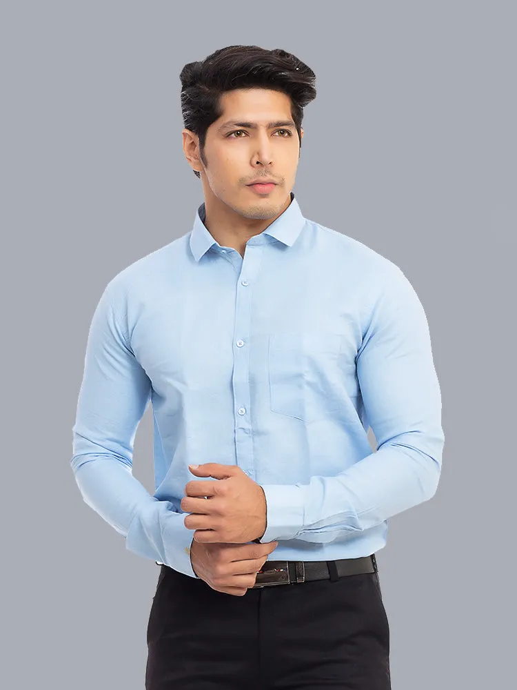 Formal Shirts - Sky Blue Solid Giza Cotton Formal Shirt