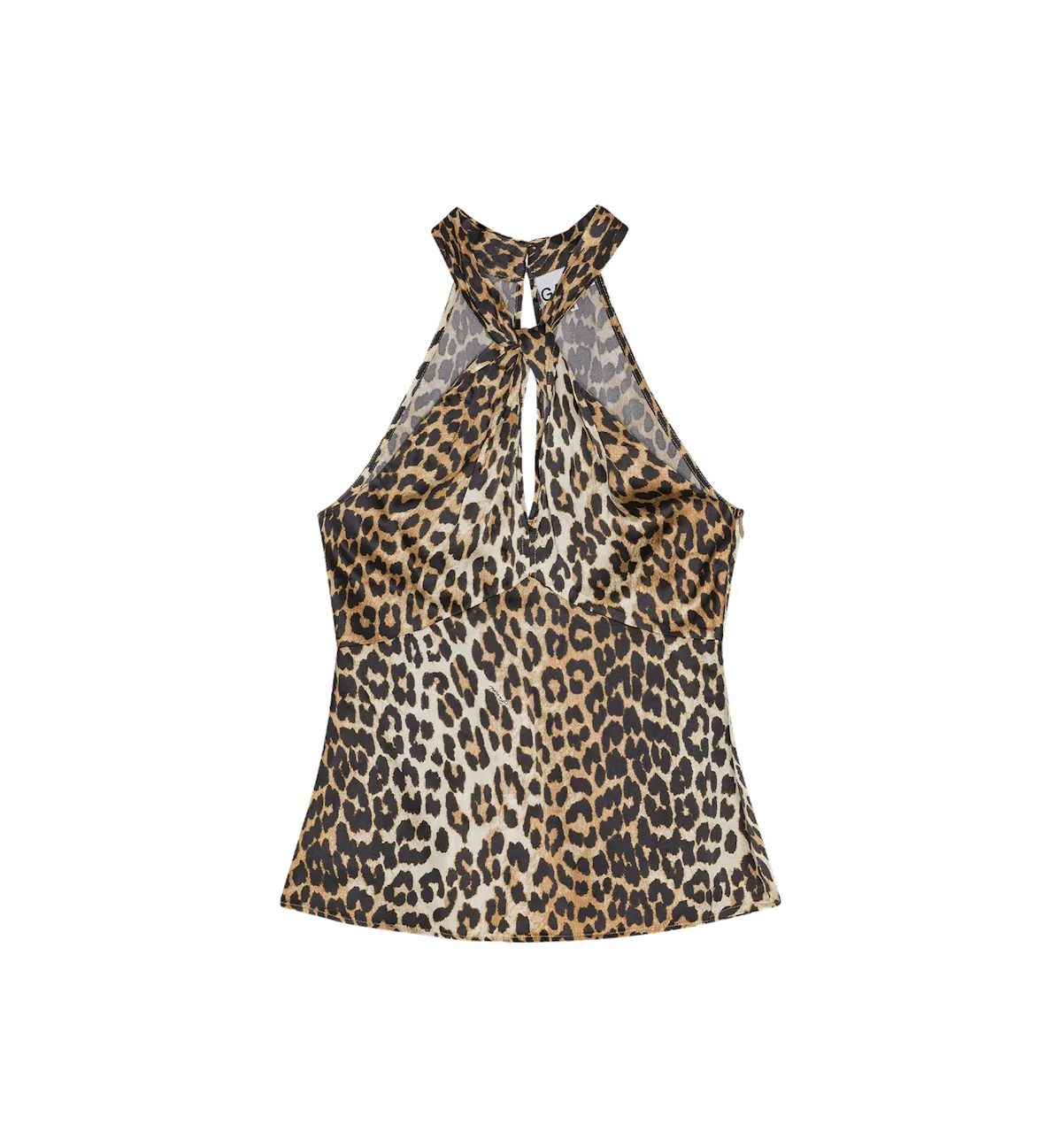 GANNI Leopard Satin Top