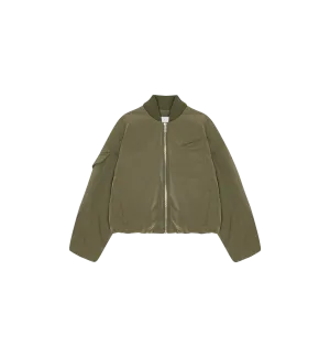 GANNI Light Twill Oversized Short Bomber Jacket