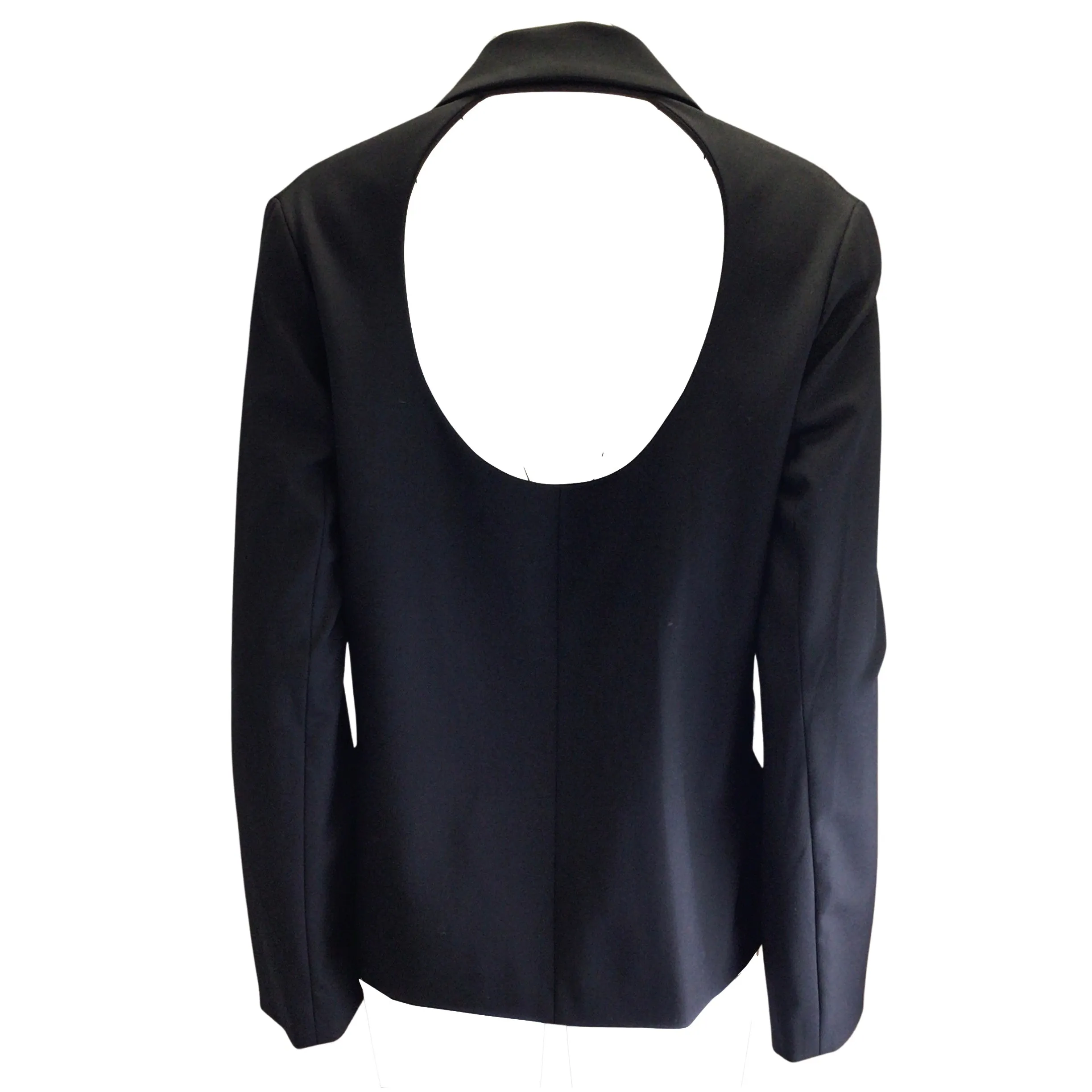 Gauchere Black Cut-Out Back Wool Blazer