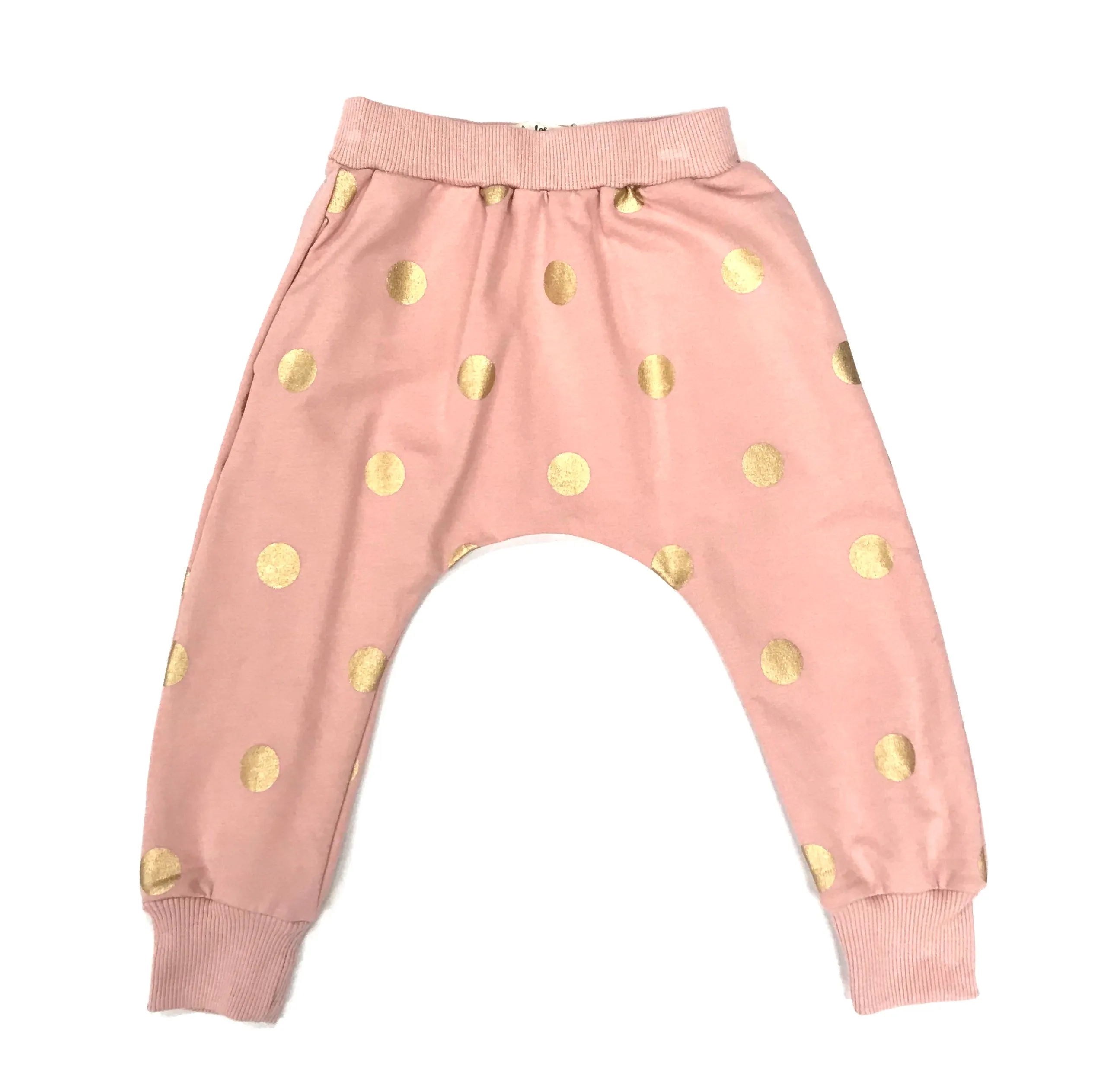 Gold Foil Dots Joggers - Pink