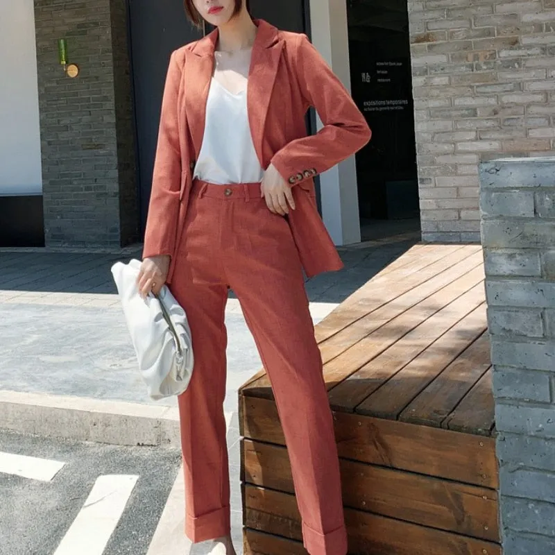 Graduation gift Spring Autumn Women's Pantsuit Casual Elegant Jacket Suit Office Ladies Workwear Business Clothes Female Two Pieces Blazer Set