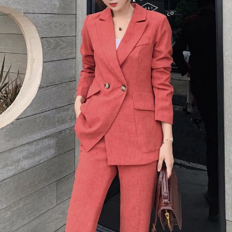 Graduation gift Spring Autumn Women's Pantsuit Casual Elegant Jacket Suit Office Ladies Workwear Business Clothes Female Two Pieces Blazer Set