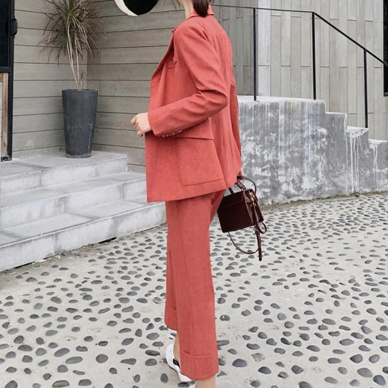 Graduation gift Spring Autumn Women's Pantsuit Casual Elegant Jacket Suit Office Ladies Workwear Business Clothes Female Two Pieces Blazer Set