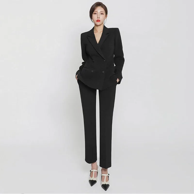 Graduation gift Women's Spring Autumn Casual Pant Suit Office Ladies Elegant Formal Wear Two Piece Set Female Fashion Business Trousers Suit