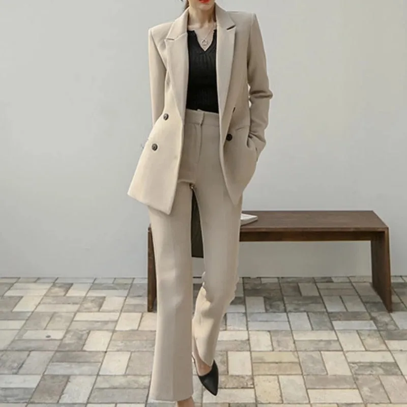 Graduation gift Women's Spring Autumn Casual Pant Suit Office Ladies Elegant Formal Wear Two Piece Set Female Fashion Business Trousers Suit