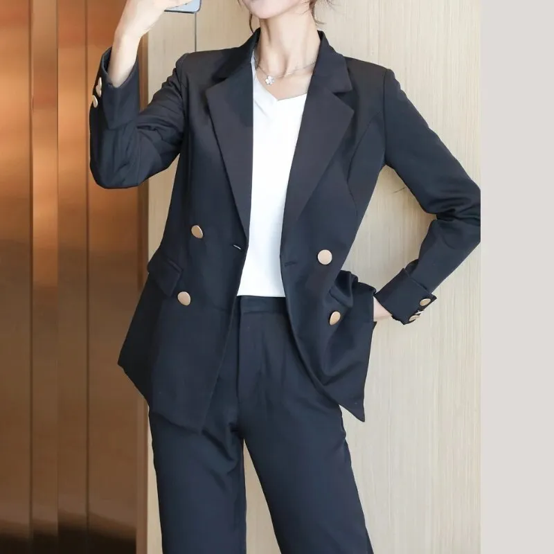 Graduation gift Women's Spring Autumn Elegant Blazer Pant Suits Office Ladies Casual Business 2 Piece Set Female Fashion Workwear Trousers Suit