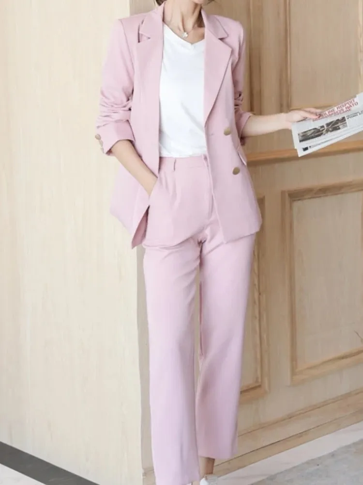 Graduation gift Women's Spring Autumn Elegant Blazer Pant Suits Office Ladies Casual Business 2 Piece Set Female Fashion Workwear Trousers Suit