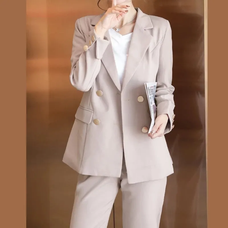 Graduation gift Women's Spring Autumn Elegant Blazer Pant Suits Office Ladies Casual Business 2 Piece Set Female Fashion Workwear Trousers Suit