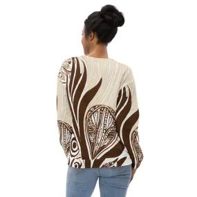 Graphic Sweatshirt for Women Brown Floral Lines