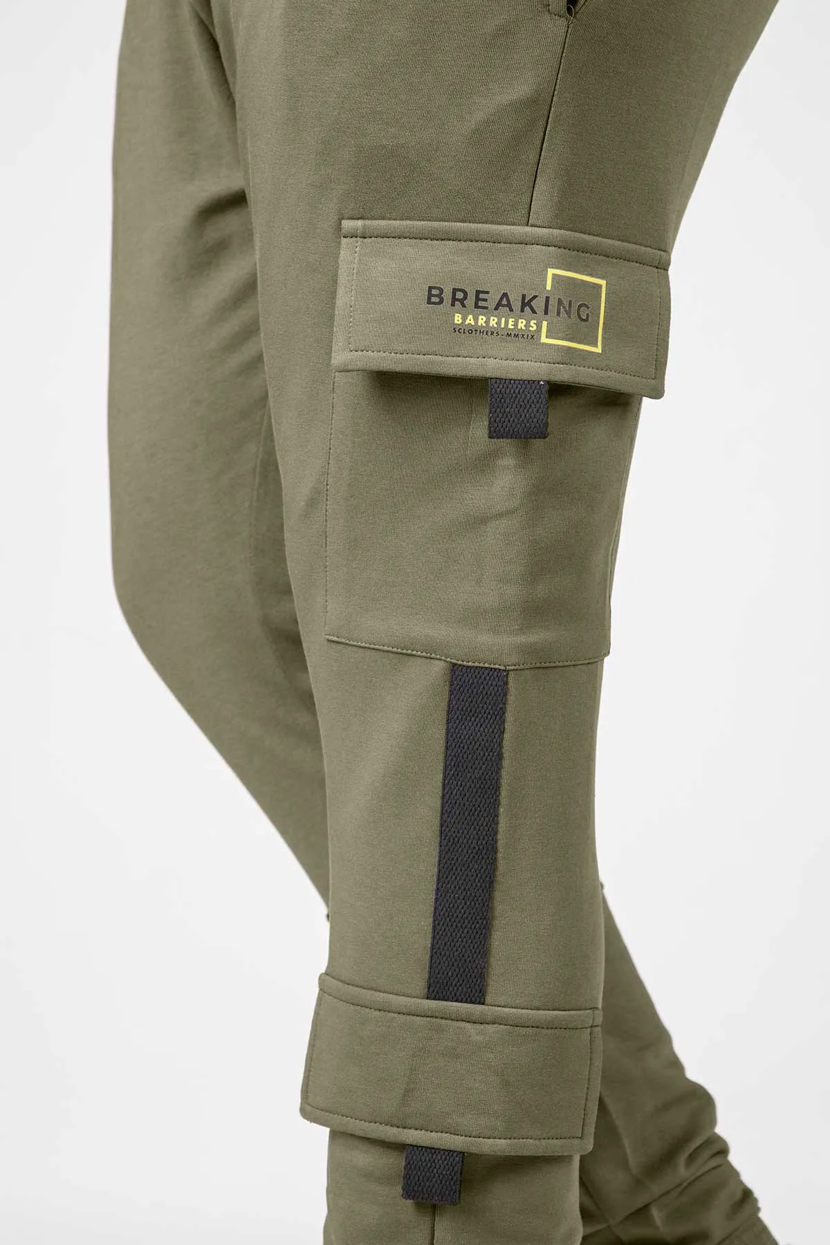 Green Cargo Joggers with Drawstring Closure & Pockets - W23 - MTR097R